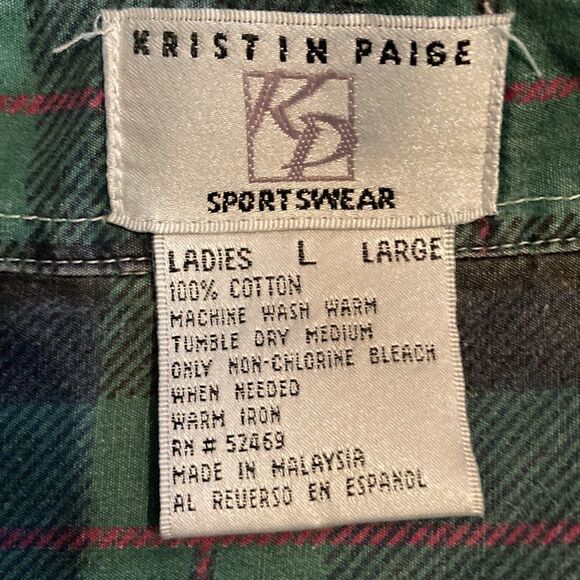 Kristen Paige Sportswear vintage 100% cotton denim look shirt, size large, GUC - Picture 8 of 9
